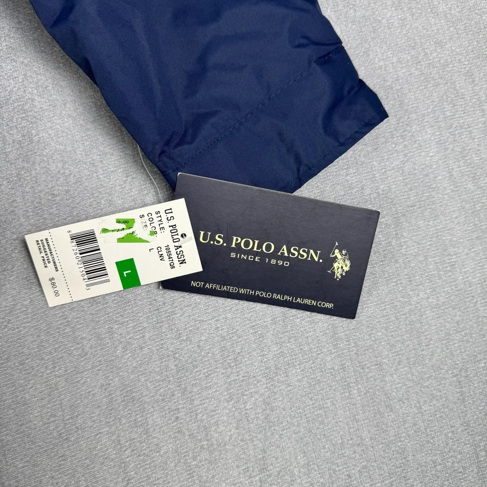 U.S. Polo Assn. Full Zip Fleece Lined Jacket Mens Large Navy Blue 105547Q8